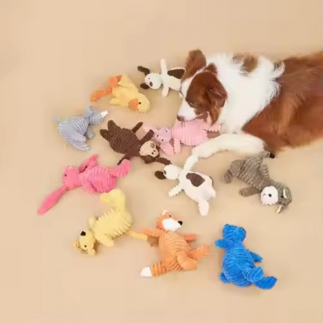 Corduroy Pet Chew Toy Animal Shape Dog Training