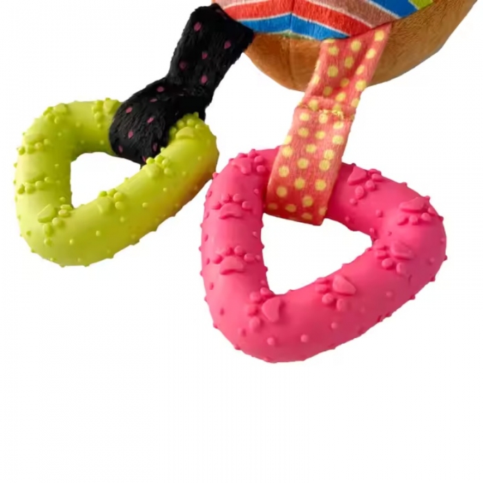 Cute Recycled Plush Dog Toy &TPR Chew Toy