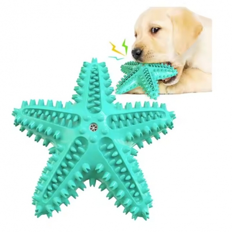 Starfish-Shaped Squeaky Dog Toothbrush Toy Dog Toy Interactive
