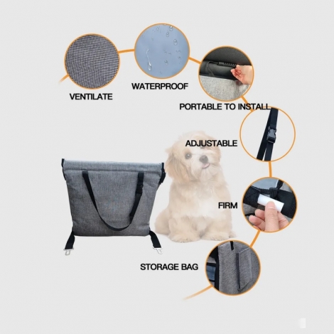 Breathable Grey Dog Car Seat