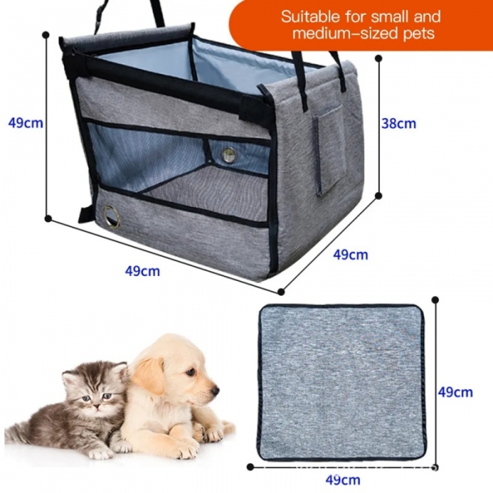 Breathable Grey Dog Car Seat