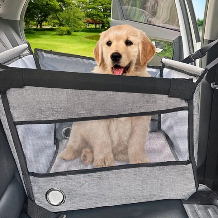 Breathable Grey Dog Car Seat