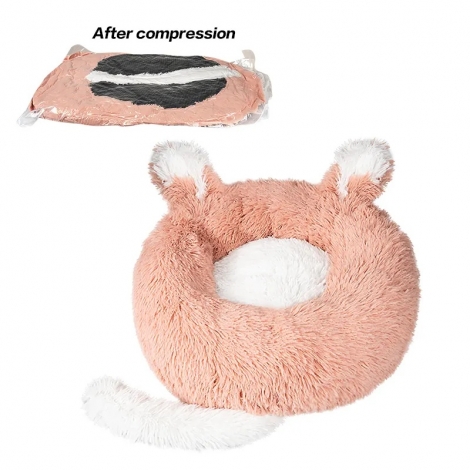 Cute Soft Plush Donut Dog Cat Bed with Ear Tail